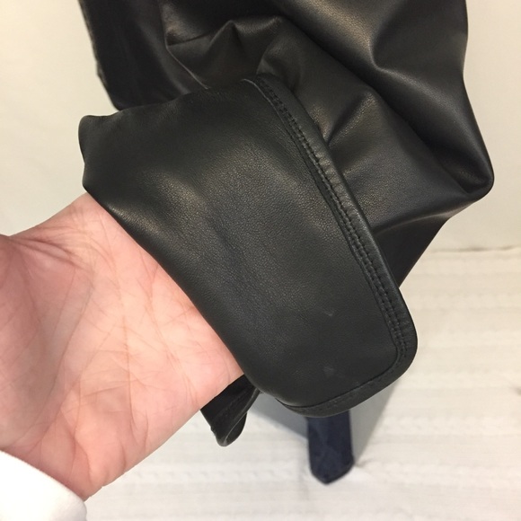 ELIE TAHARI Black Leather Blazer, Size Large - Picture 5 of 8